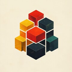 Obraz premium Abstract geometric design of colorful cubes.