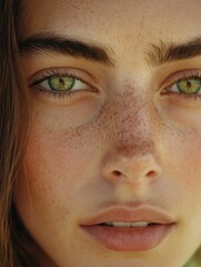 Fototapeta premium Woman with Freckles Close-Up