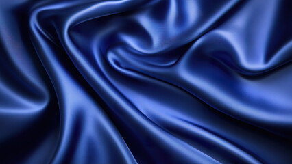 Fototapeta premium Luxurious blue fabric draped elegantly in soft waves on a smooth surface