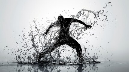 Fluidity in Motion Abstract Liquid Splash Resembling Human Form Perfect for Modern Art Galleries and Dance Promotions