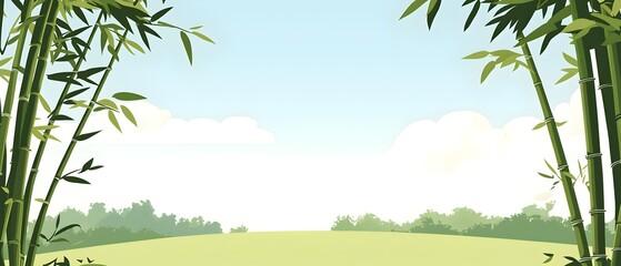 Obraz premium A field of bamboo with a blue sky in the background