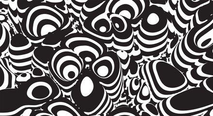 Trippy organic shape Waves Ripple Pattern black and white retro wave pattern reminding optical illusions
