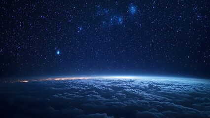 Obraz premium Planet skyline from space perspective