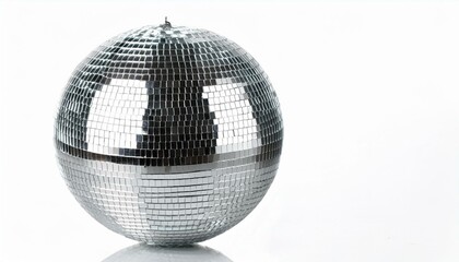 Fototapeta premium Silver disco mirror ball on isolated white background