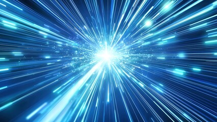Abstract time tunnel background made of blue light rays