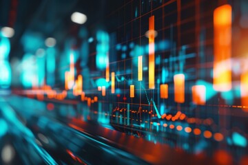Obraz premium Abstract Digital Financial Graph with Ascending Trend