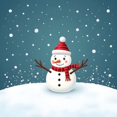 Joyful Snowman in Winter Wonderland