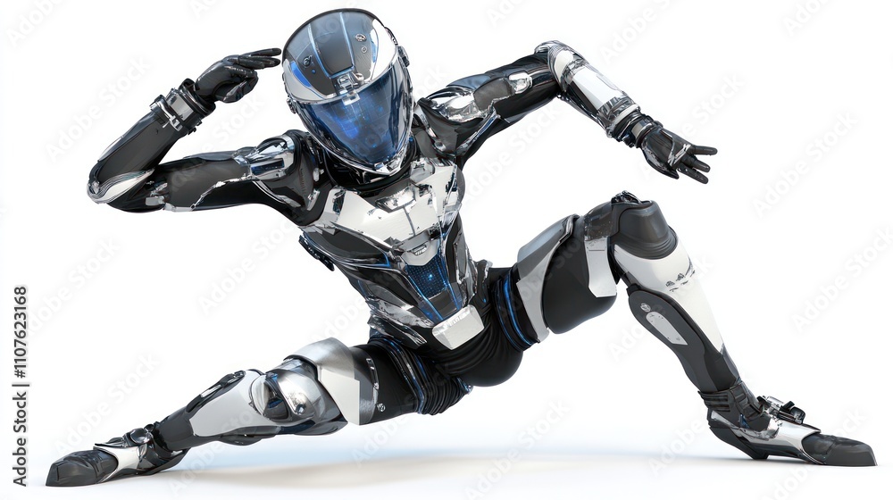 Leinwandbilder A futuristic humanoid robot in a dynamic pose, showcasing advanced design and technology.