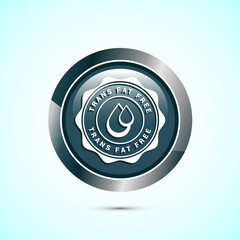 Trans fat free icon design illustration, Zero trans fat icon for healthy concept, Gray Color Round Button Design