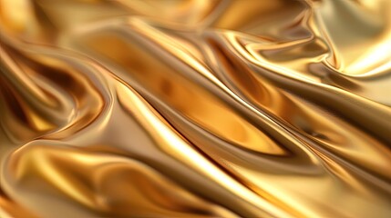 Fototapeta premium Golden Fabric Draped In Elegant Waves