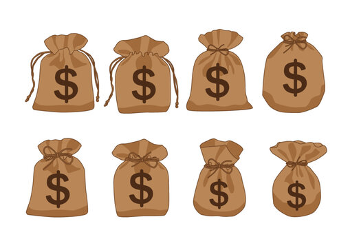 money bag brown doller on white background illustration vector
