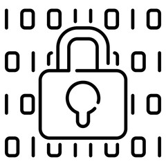 Obraz premium Cyber Crime Icons Pack,Padlock and Binary Line Icon
