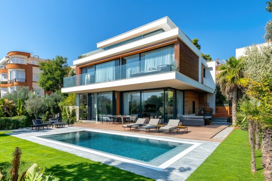 Modern house with pool - Powered by Adobe