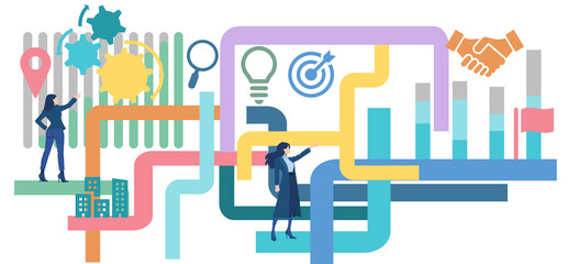 Obraz premium 目標達成へのロードマップのイラスト