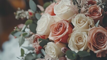 Obraz premium Close-up of Rose Bouquets Generative Ai