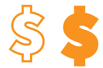 dollar sign icon, vector graphics