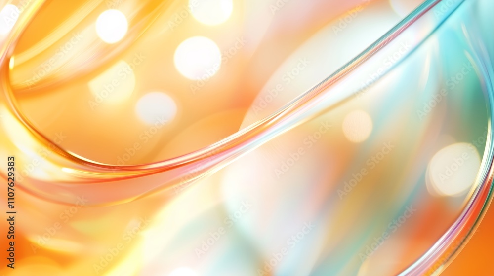 Poster colorful abstract swirl with bright bokeh lights reflecting in a soft gradient background during a s