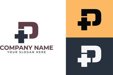 Obraz premium letter p plus health pharmacy logo vector illustration design