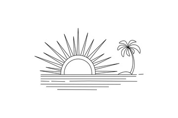 Obraz premium continuous online sunset drawing single line art vector on a white background 