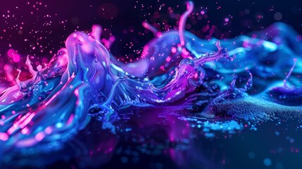 Fototapeta premium Glowing Elixir Vibrant UV Liquid in Motion Ideal for Nightlife and Party Designs