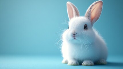 Obraz premium white rabbit on blue background