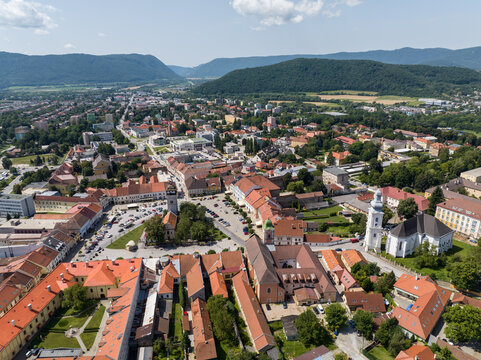 Aerial view of the city of Roznava in Slovakia