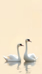 Obraz premium Elegant Swans on Beige Background