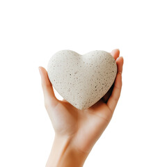 Fototapeta premium Hand holding heart stone isolated on transparent background