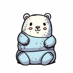 Fototapeta premium Cute cartoon panda with a blue design, displaying a cheerful expression and round features.
