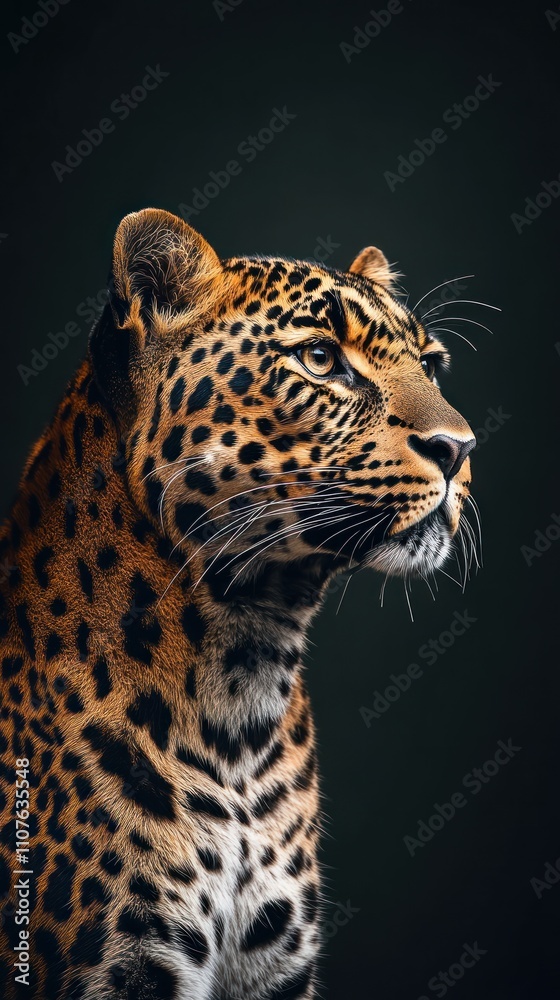 Aufkleber a close-up portrait of a leopard showcasing its striking features and distinctive spots.