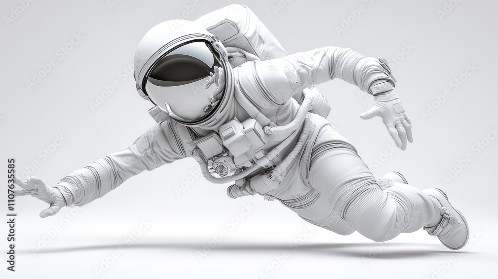 Aufkleber A 3D-rendered astronaut figure in a dynamic pose, symbolizing space exploration and adventure.