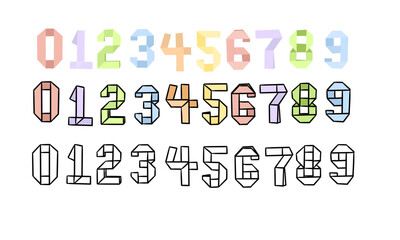 origami font style number 0-9 style on transparency background