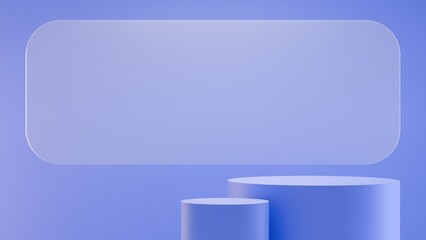 A clean, minimalist product display featuring cylindrical podiums in various heights and hues, set against an abstract backdrop. Ideal for showcasing products in a contemporary setting. 3D rendering.