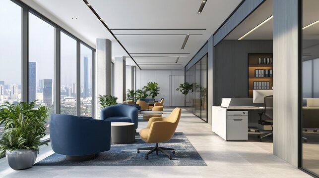 Office environment with high-end amenities, modern design, and ergonomic furniture supporting a productive and enjoyable workday
