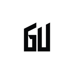 Fototapeta premium GU monogram logo design letter text name symbol monochrome logotype alphabet character simple logo