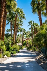 Fototapeta premium Palm Trees Along Park Pathway