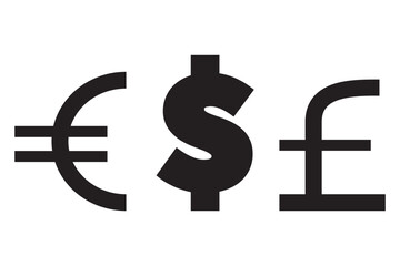 Vector Money exchange simple icon. currency sign. Dollar and Pound Cash transfer symbol. Pound to dollar to euro transfer exchange icon isolated on white USD GBP EUR