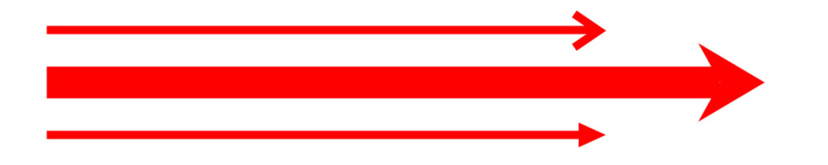 Naklejka premium red arrows straight icon sign. right arrow forward direction graphic. front aim.