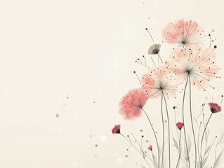 A delicate arrangement of pink and red flowers against a soft, neutral background, creating a serene and artistic floral composition.
