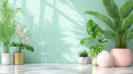 Obraz premium Stylish Green Wall Plant Decor and Modern Minimalist Designs for Indoor Spaces