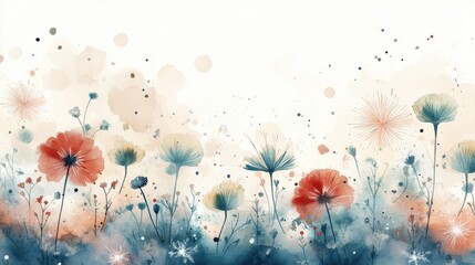 A serene watercolor illustration of colorful flowers in soft hues, creating a tranquil and artistic floral landscape.