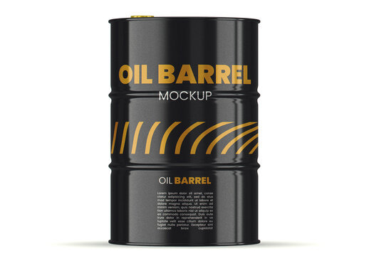 Metallic Oil Barrel Mockup