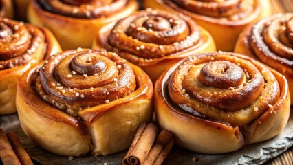 Golden Brown Cinnamon Rolls with a Sweet Glaze and Crunchy Sugar Topping