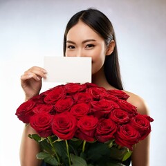 woman holding a red rose
