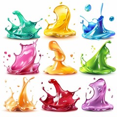 Obraz premium Slime toy icon, mucus symbol, color acrylic paint, cream splash, elastic goop, viscous elastic paste