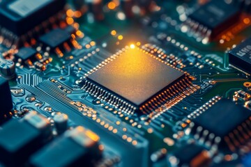 Obraz premium Tech AI concept controlling technological tools and intelligent robots. Development of an artificial code of ethics chips artificial intelligence science concept