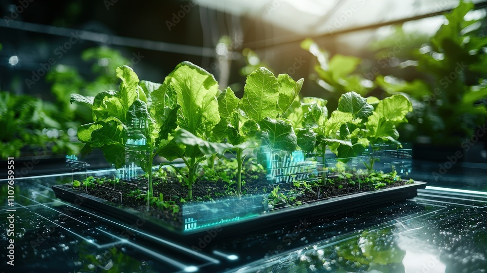 Poster tech-driven insights eco-friendly data analysis of indoor hydroponic lettuce growth in greenhouse en