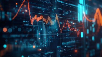 Concept of business graphics with visuals of financial graphs, data charts, and professional icons designed for modern presentation