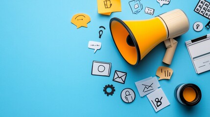 Concept of marketing photos featuring effective marketing visuals, promotional activities, and business strategies with modern aesthetics