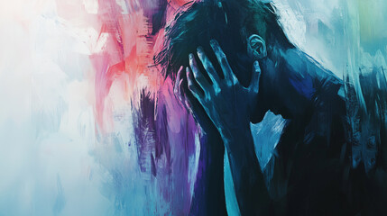 落ち込む男性の抽象的なイラスト